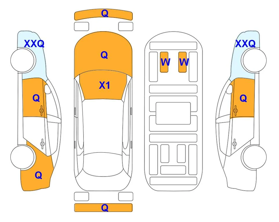 Схема кузова с отметками аукциона Lotte Auto Auction