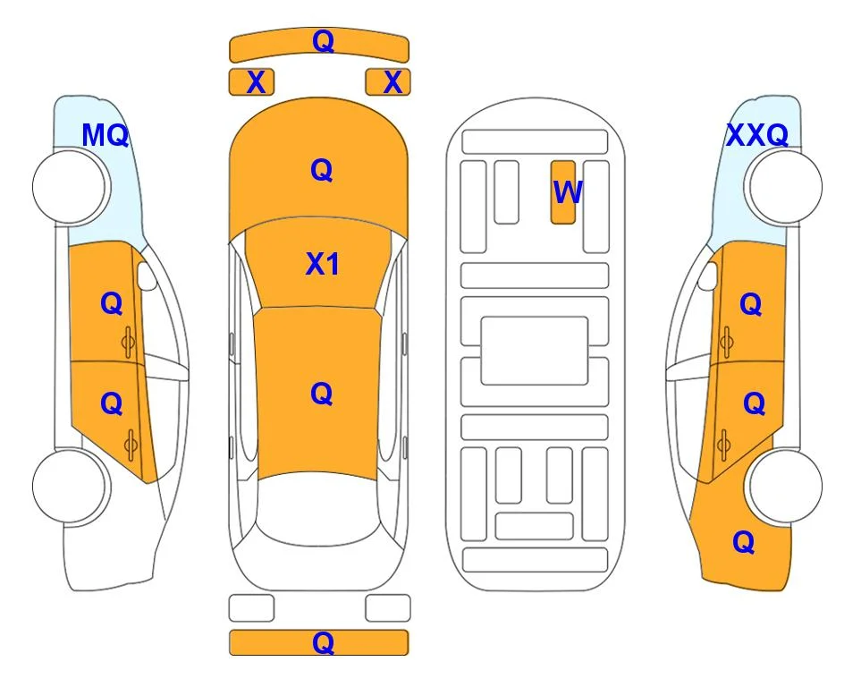 Схема кузова с отметками аукциона Lotte Auto Auction