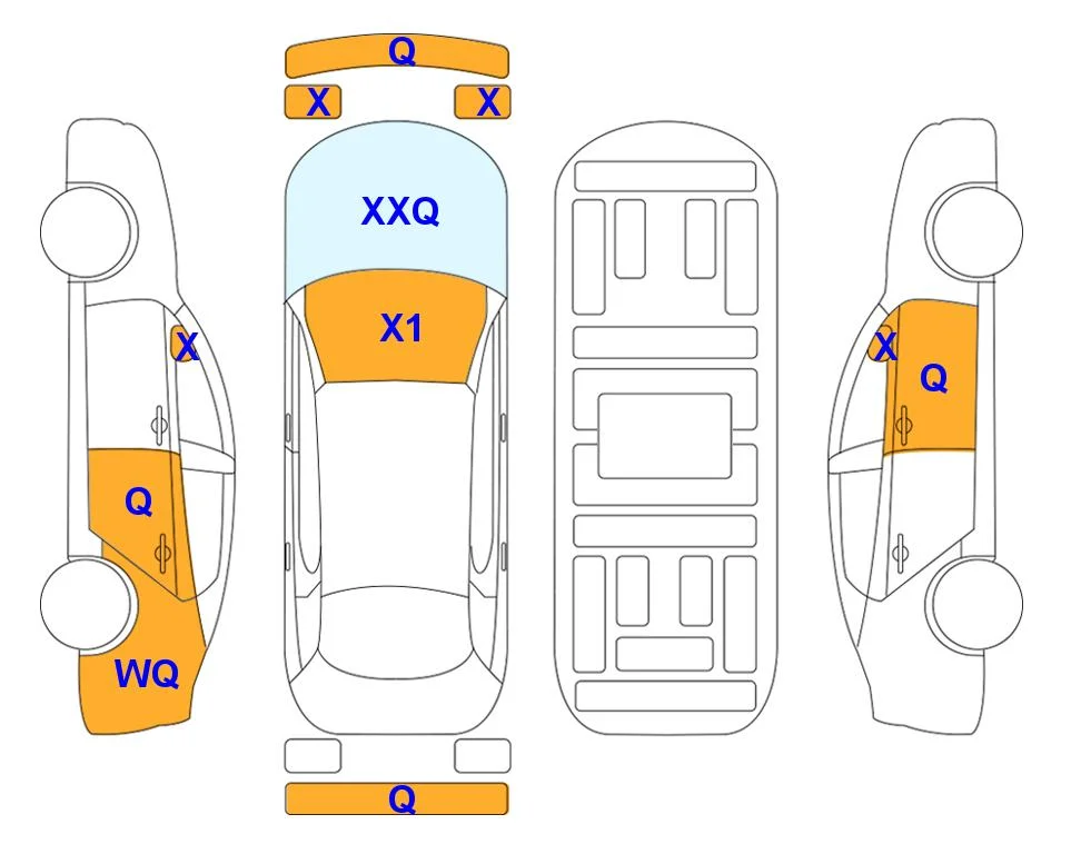 Схема кузова с отметками аукциона Lotte Auto Auction
