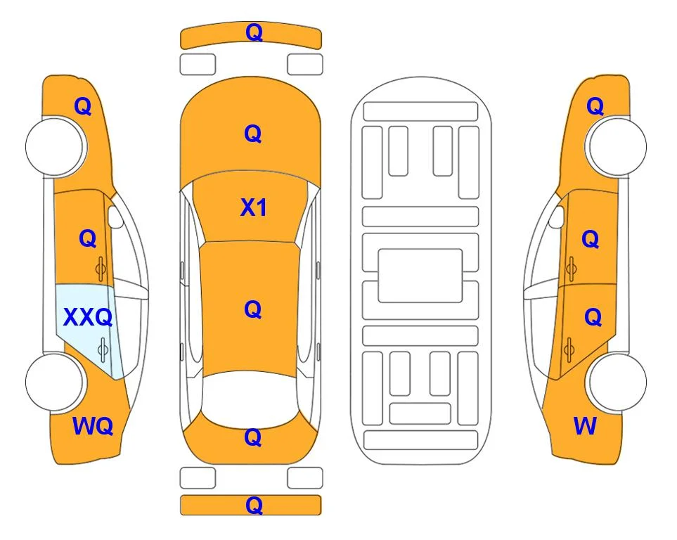 Body diagram with the marks of Lotte Auto Auction