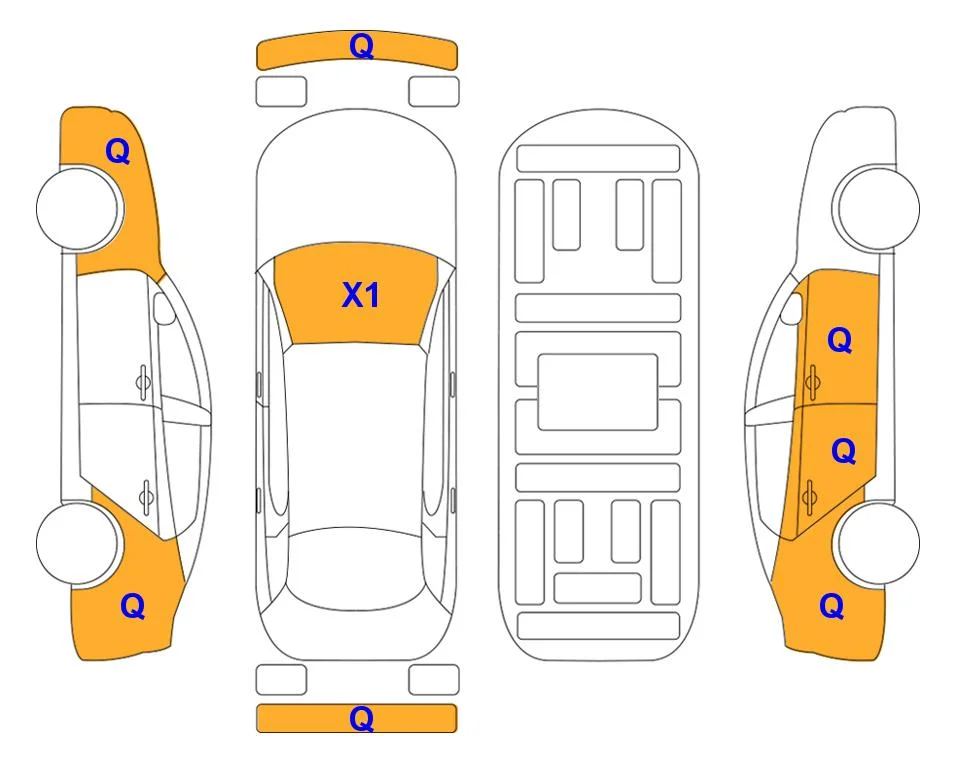 Схема кузова с отметками аукциона Lotte Auto Auction