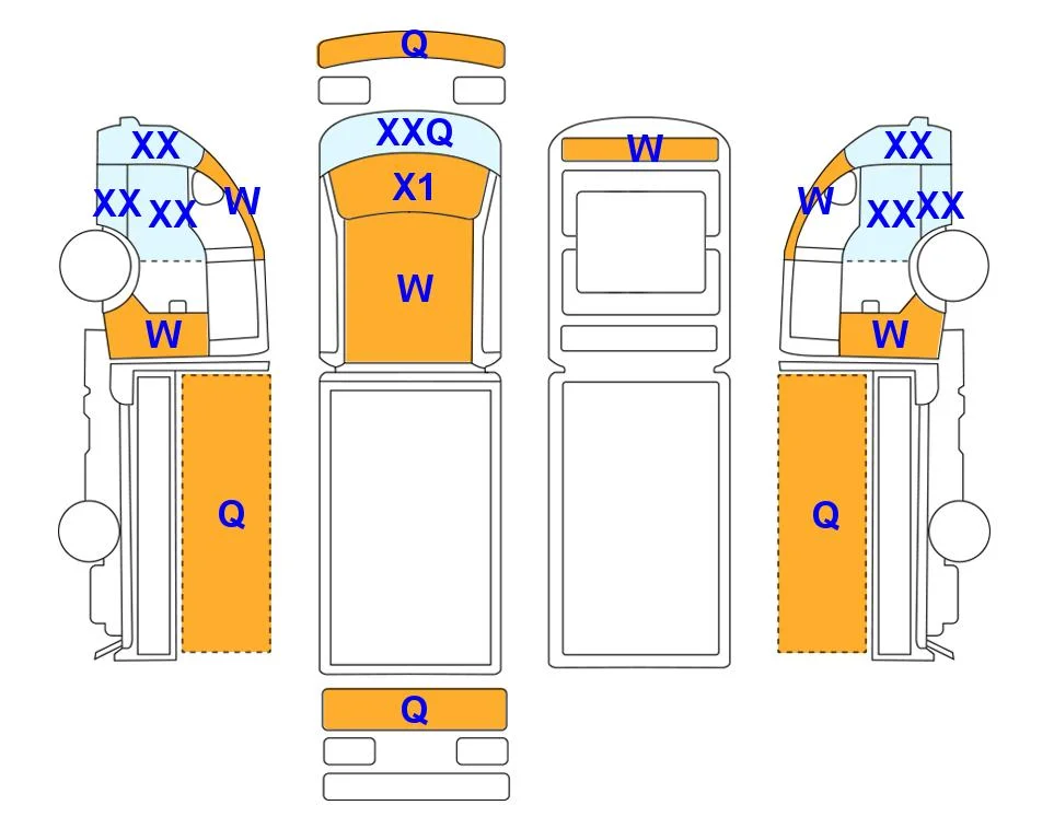 Body diagram with the marks of Lotte Auto Auction