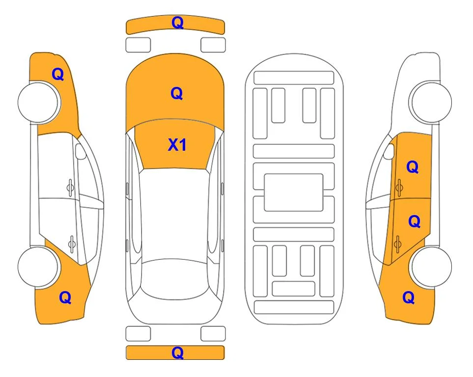 Схема кузова с отметками аукциона Lotte Auto Auction