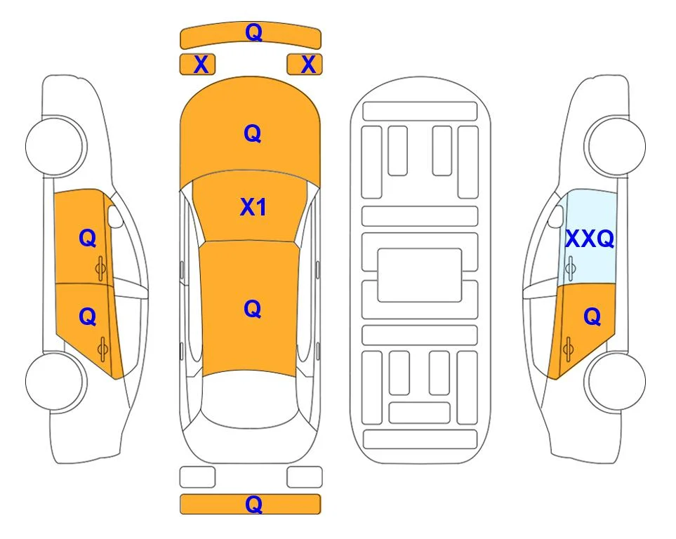 Схема кузова с отметками аукциона Lotte Auto Auction