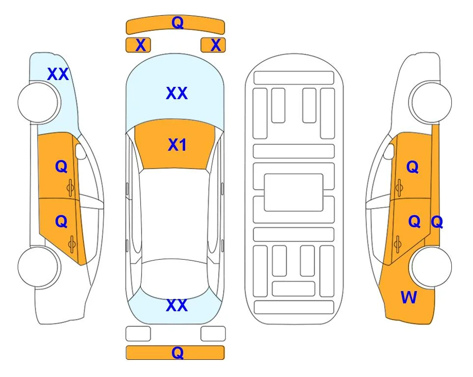 Схема кузова с отметками аукциона Lotte Auto Auction
