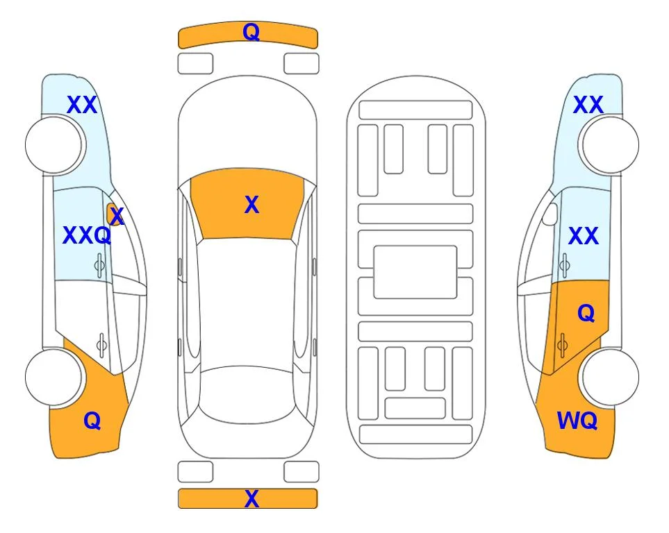 Body diagram with the marks of Lotte Auto Auction