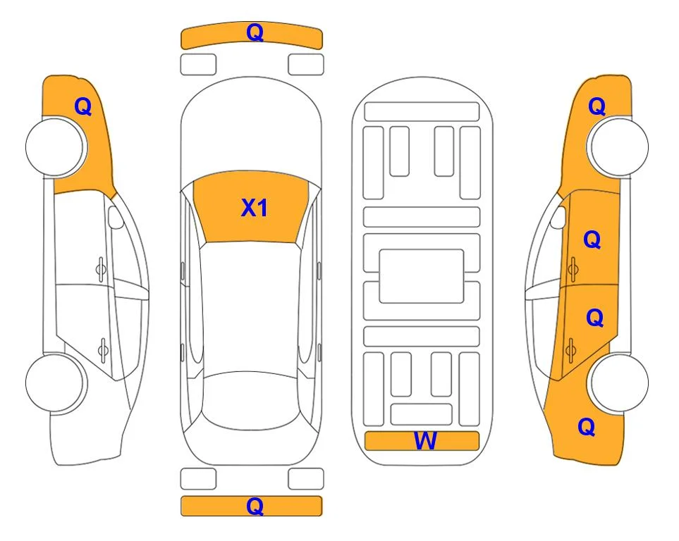 Схема кузова с отметками аукциона Lotte Auto Auction