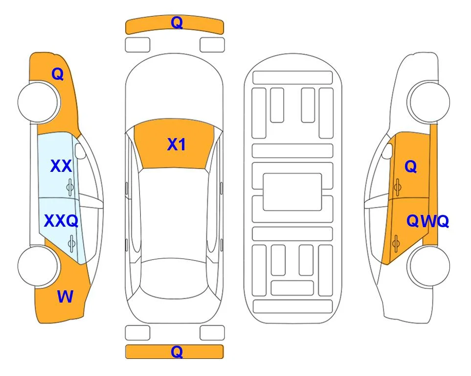 Схема кузова с отметками аукциона Lotte Auto Auction