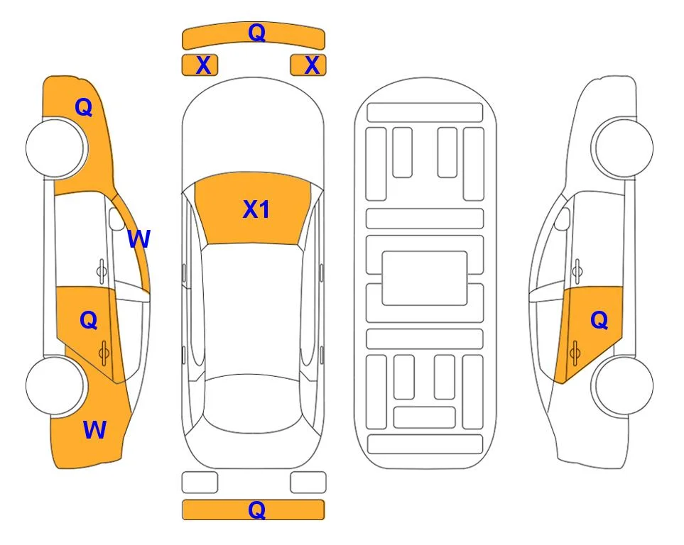 Схема кузова с отметками аукциона Lotte Auto Auction