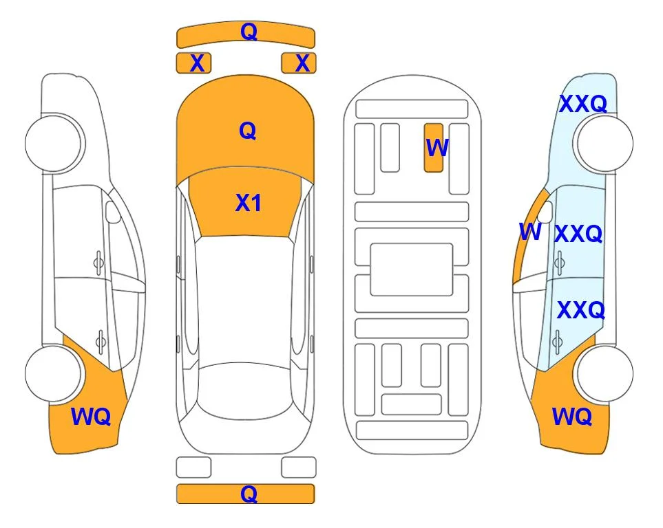 Схема кузова с отметками аукциона Lotte Auto Auction
