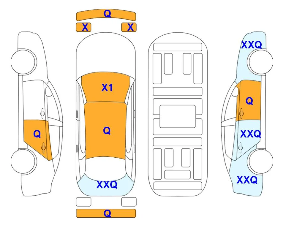 Схема кузова с отметками аукциона Lotte Auto Auction