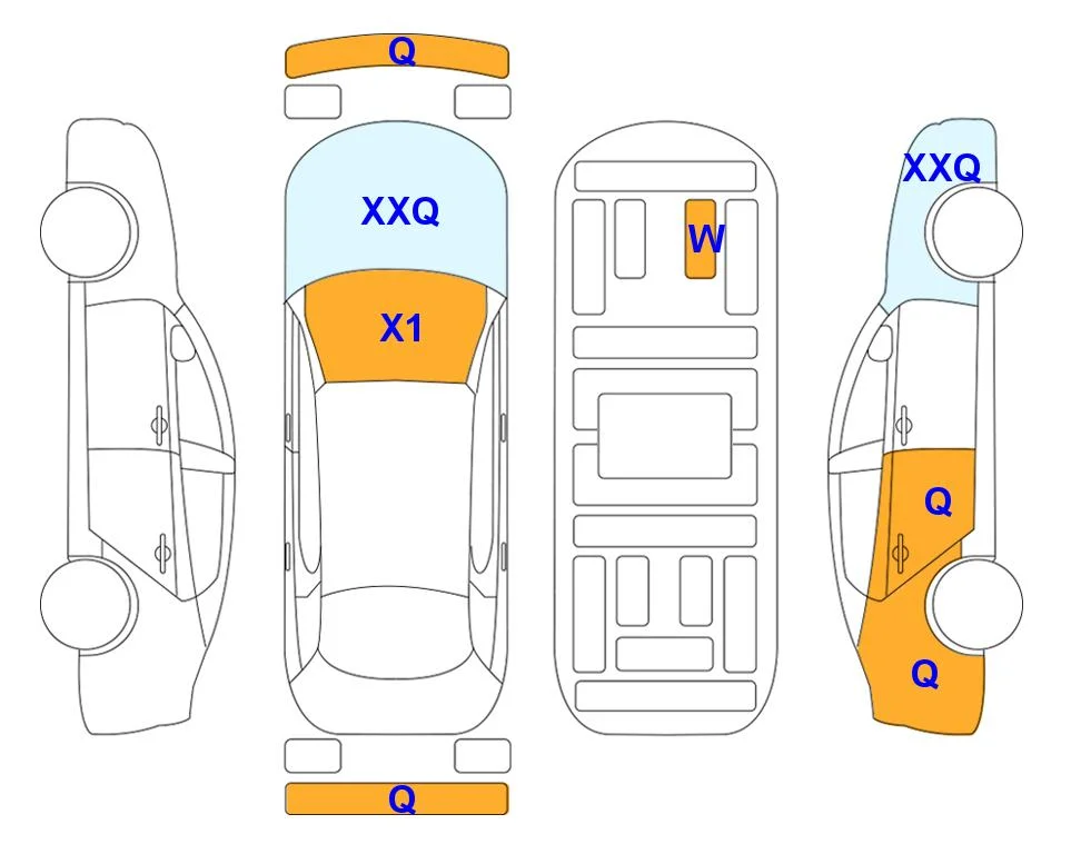 Схема кузова с отметками аукциона Lotte Auto Auction