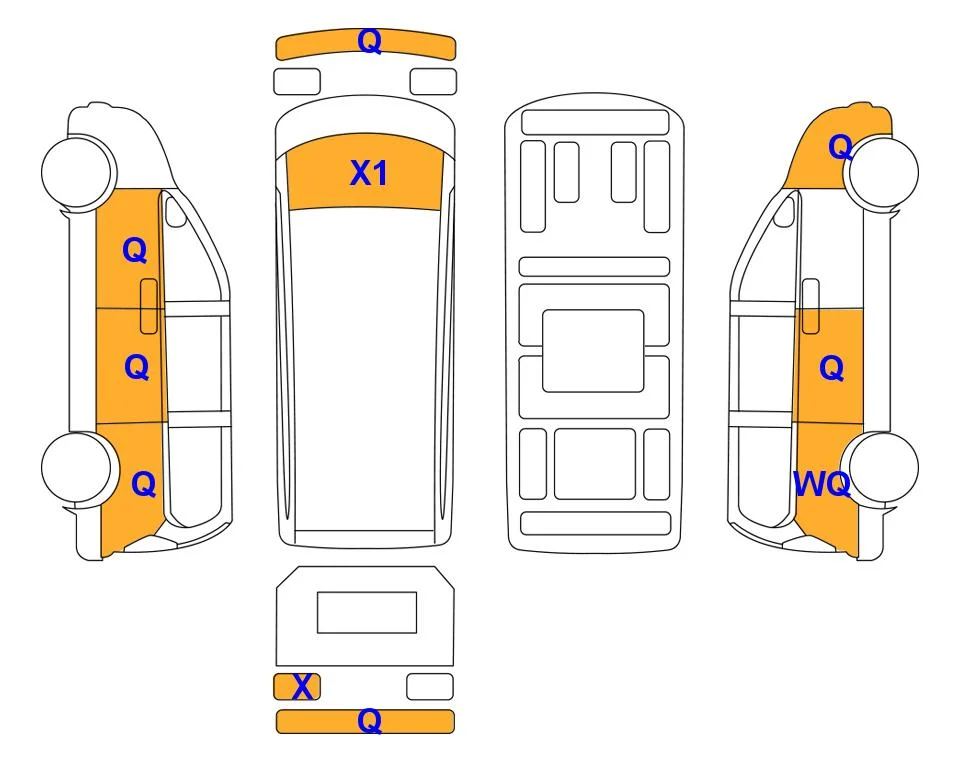 Body diagram with the marks of Lotte Auto Auction