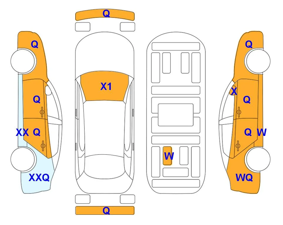 Схема кузова с отметками аукциона Lotte Auto Auction