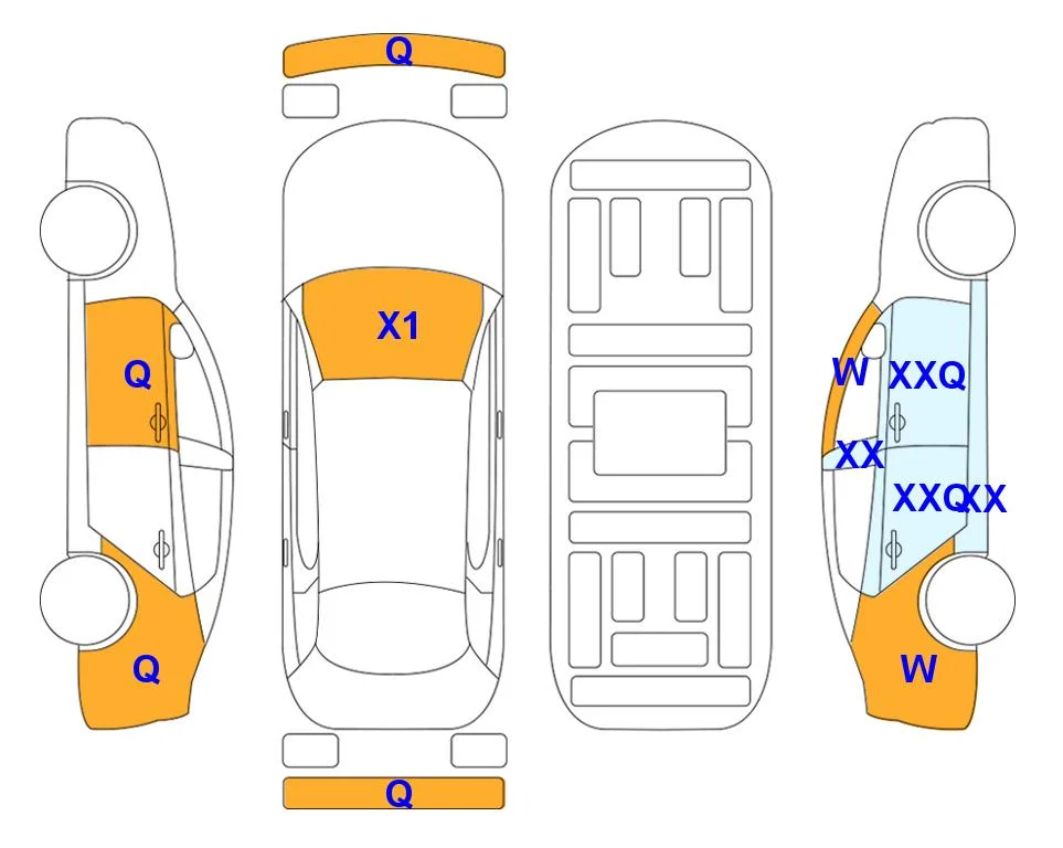 Схема кузова с отметками аукциона Lotte Auto Auction