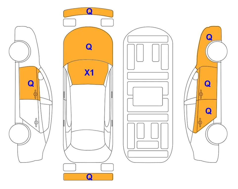 Схема кузова с отметками аукциона Lotte Auto Auction