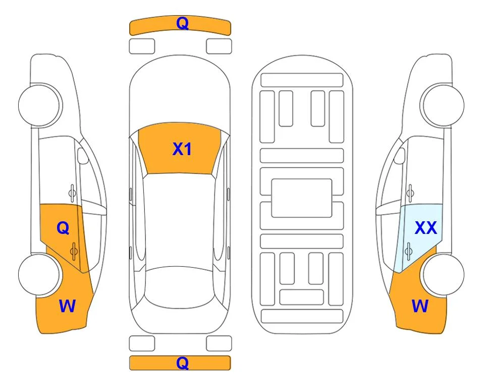 Body diagram with the marks of Lotte Auto Auction
