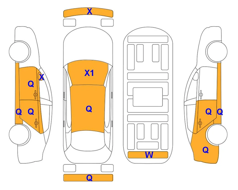 Схема кузова с отметками аукциона Lotte Auto Auction