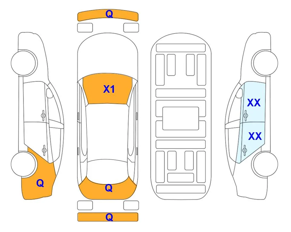 Схема кузова с отметками аукциона Lotte Auto Auction