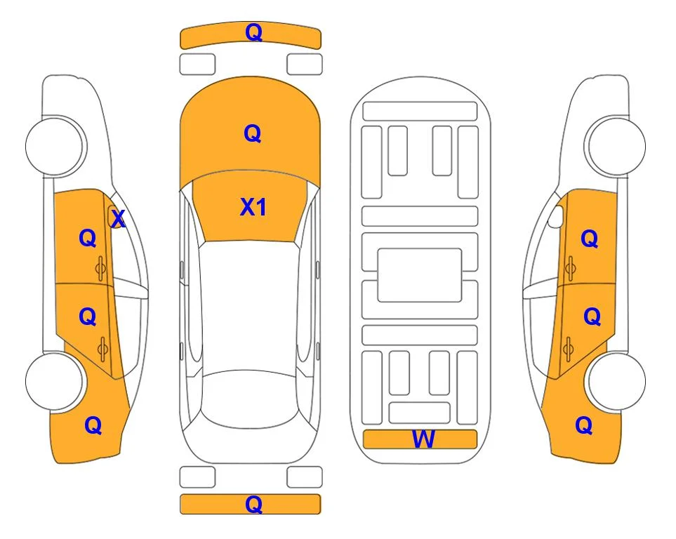 Схема кузова с отметками аукциона Lotte Auto Auction