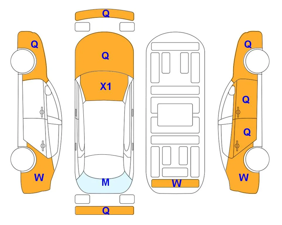 Body diagram with the marks of Lotte Auto Auction