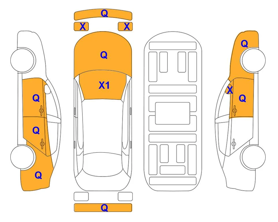 Схема кузова с отметками аукциона Lotte Auto Auction