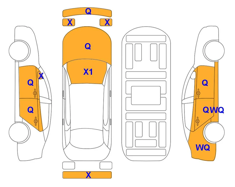 Схема кузова с отметками аукциона Lotte Auto Auction