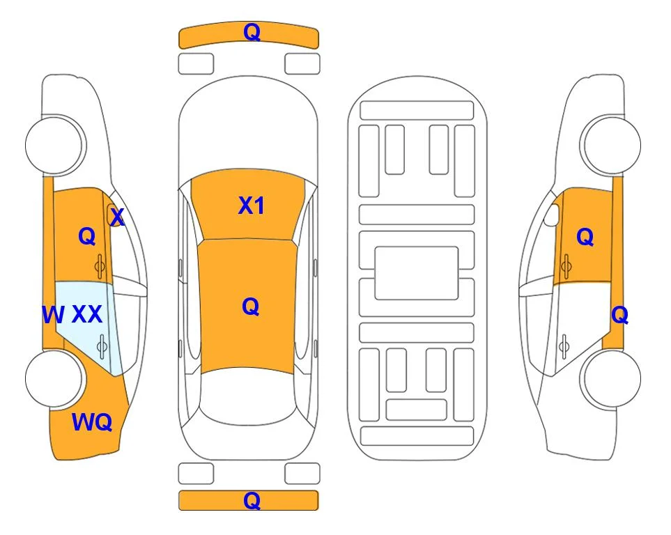 Схема кузова с отметками аукциона Lotte Auto Auction