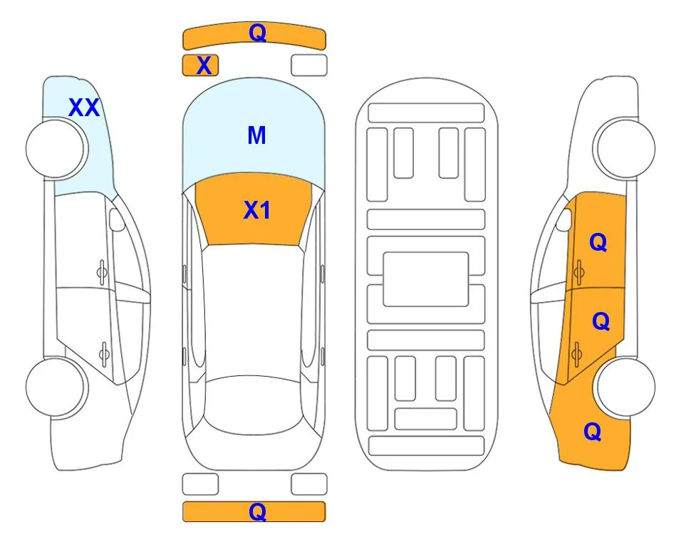 Схема кузова с отметками аукциона Lotte Auto Auction