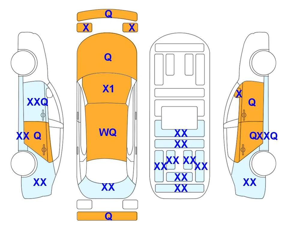 Body diagram with the marks of Lotte Auto Auction