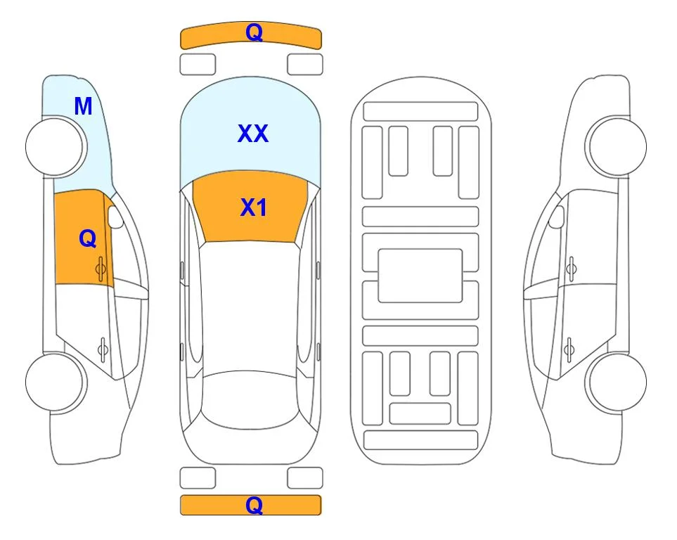 Body diagram with the marks of Lotte Auto Auction