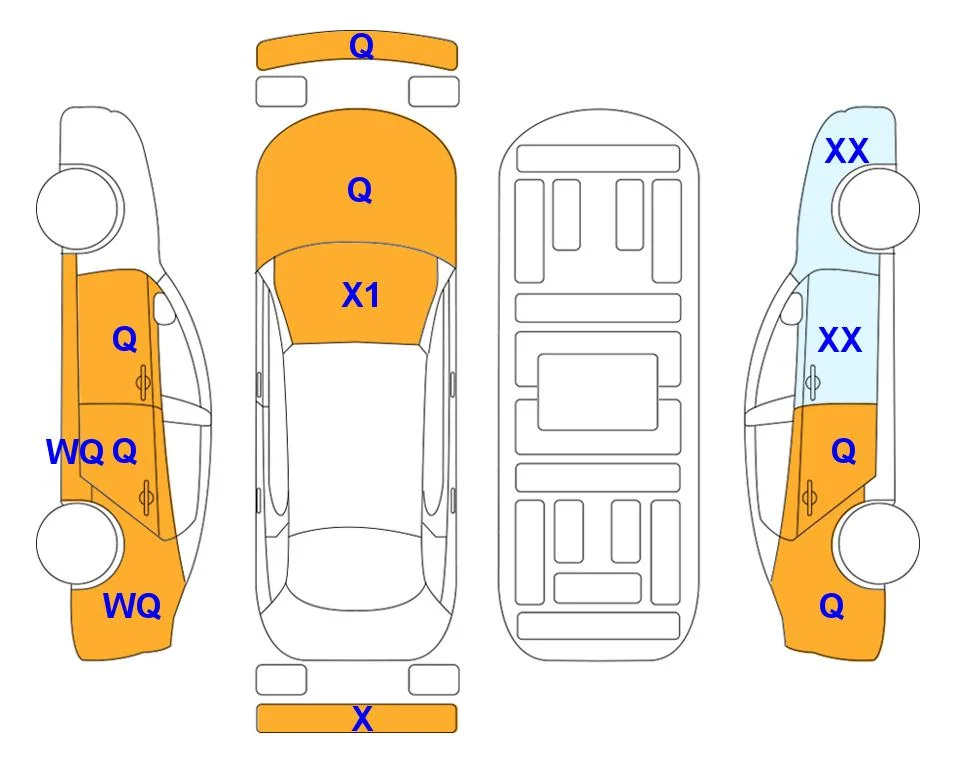 Схема кузова с отметками аукциона Lotte Auto Auction