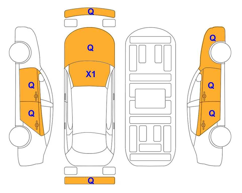 Схема кузова с отметками аукциона Lotte Auto Auction