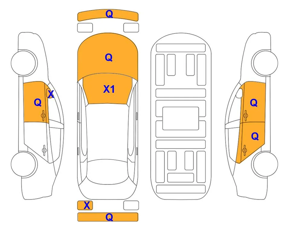 Body diagram with the marks of Lotte Auto Auction