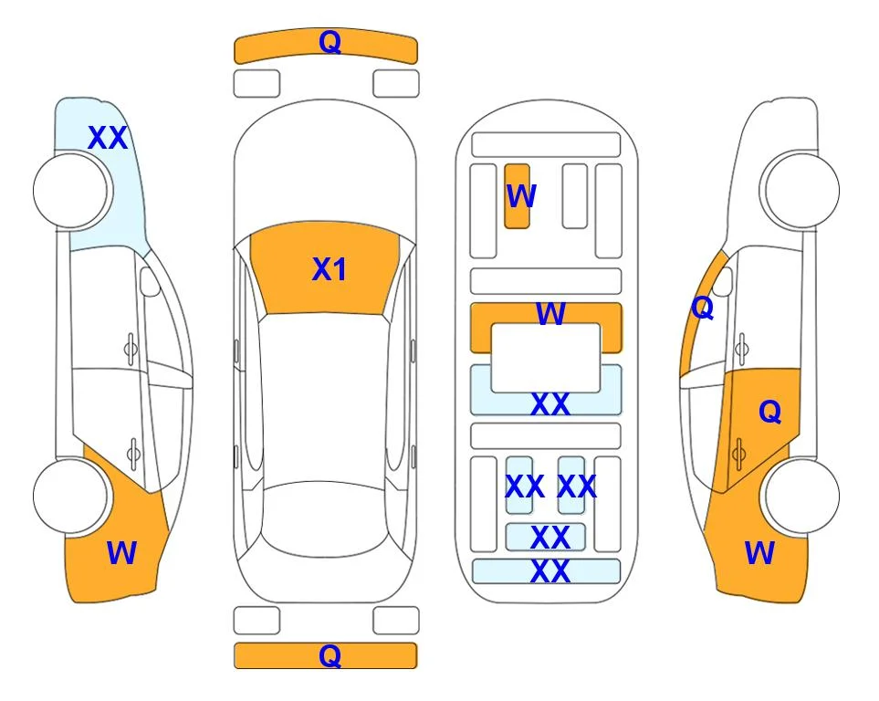 Схема кузова с отметками аукциона Lotte Auto Auction