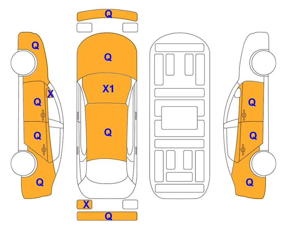 Схема кузова с отметками аукциона Lotte Auto Auction