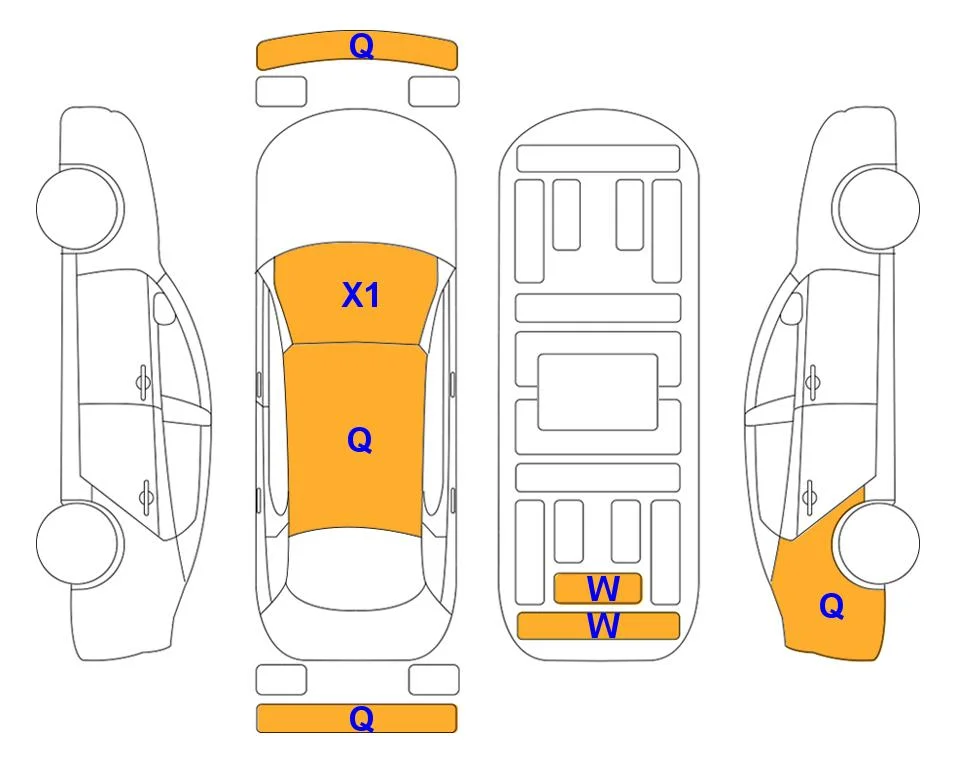 Схема кузова с отметками аукциона Lotte Auto Auction