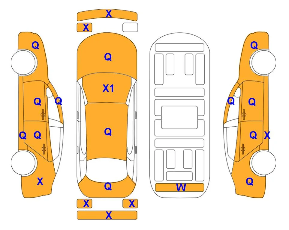 Body diagram with the marks of Lotte Auto Auction