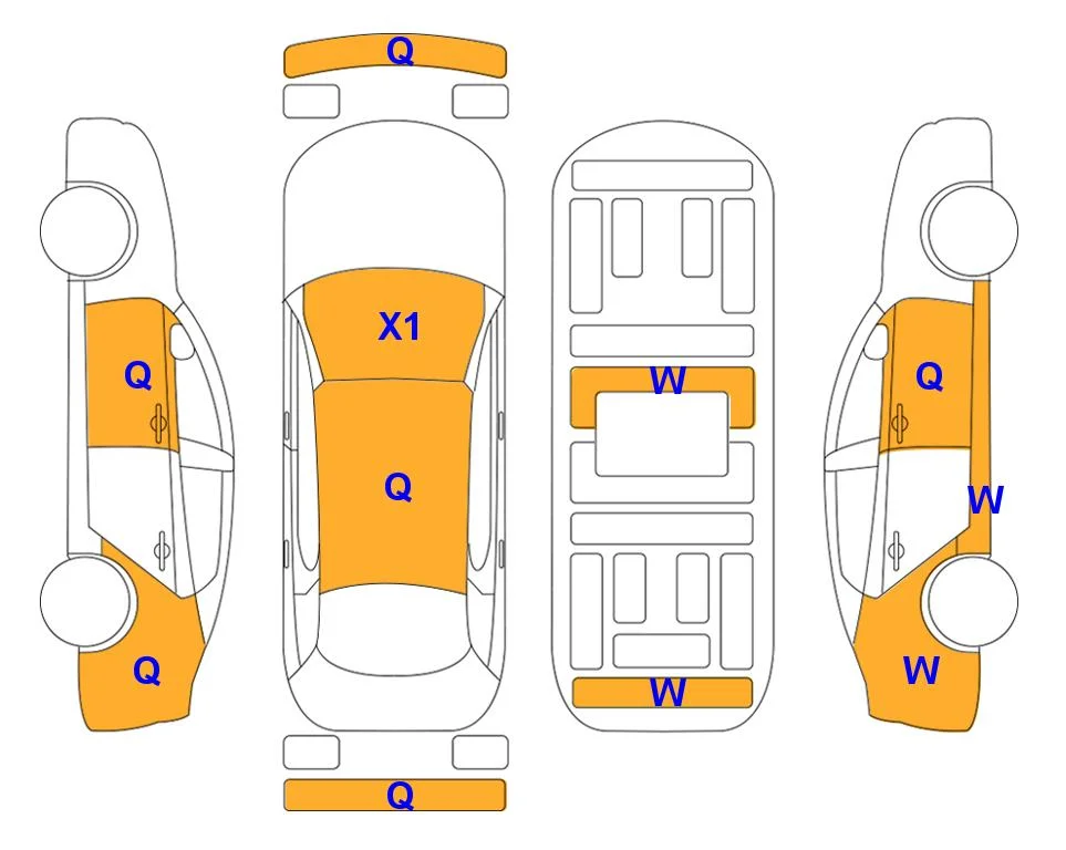 Body diagram with the marks of Lotte Auto Auction