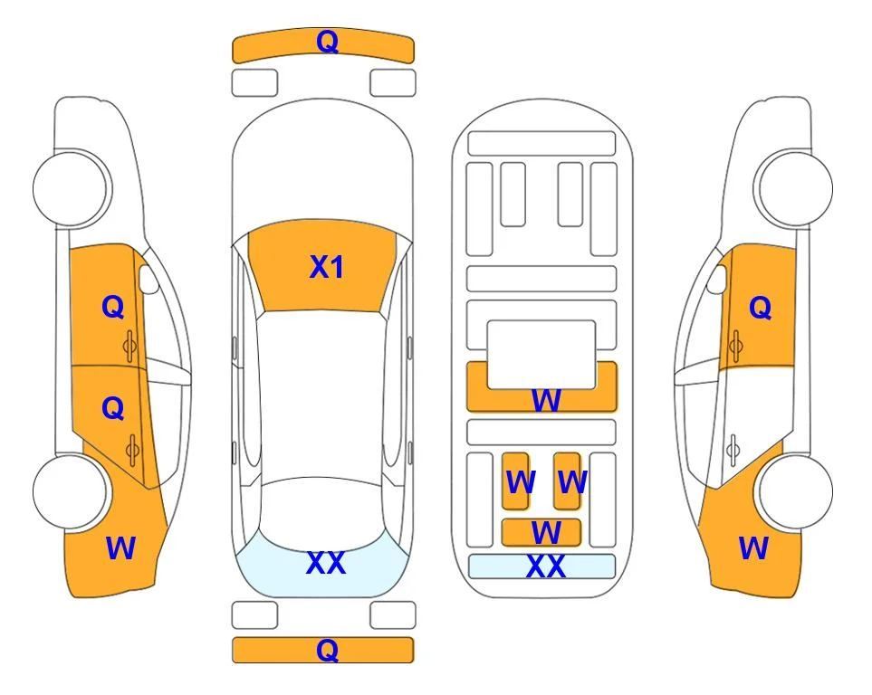 Body diagram with the marks of Lotte Auto Auction