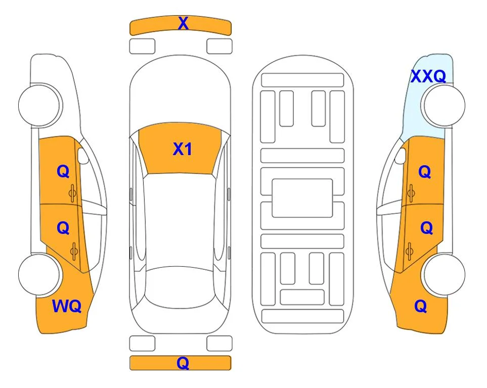 Схема кузова с отметками аукциона Lotte Auto Auction