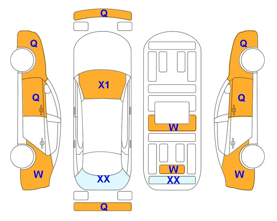 Схема кузова с отметками аукциона Lotte Auto Auction