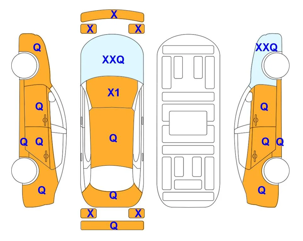 Схема кузова с отметками аукциона Lotte Auto Auction