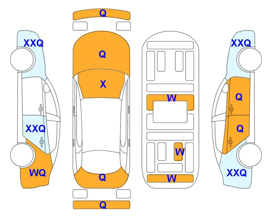 Схема кузова с отметками аукциона Lotte Auto Auction