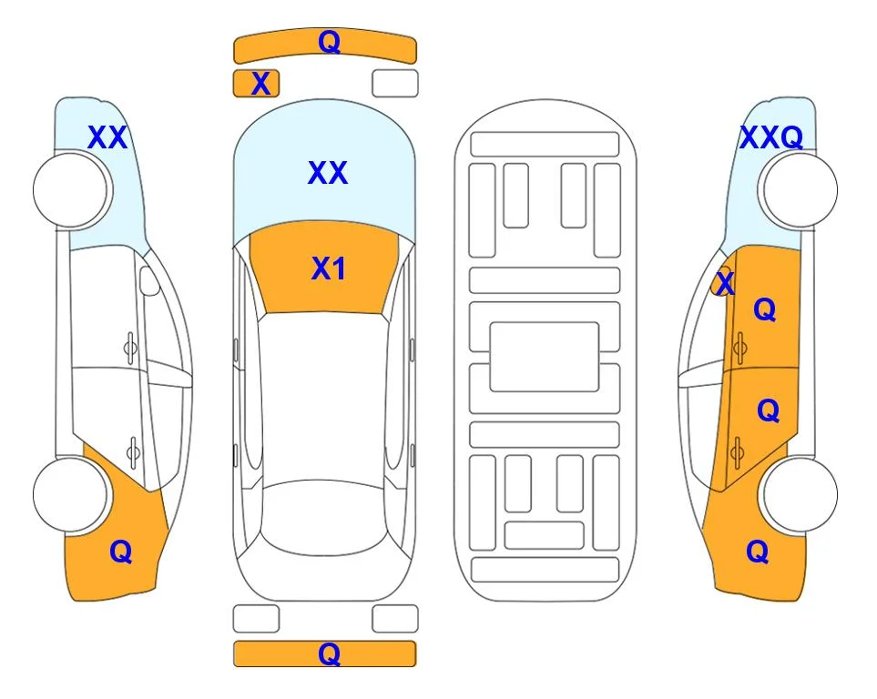 Схема кузова с отметками аукциона Lotte Auto Auction