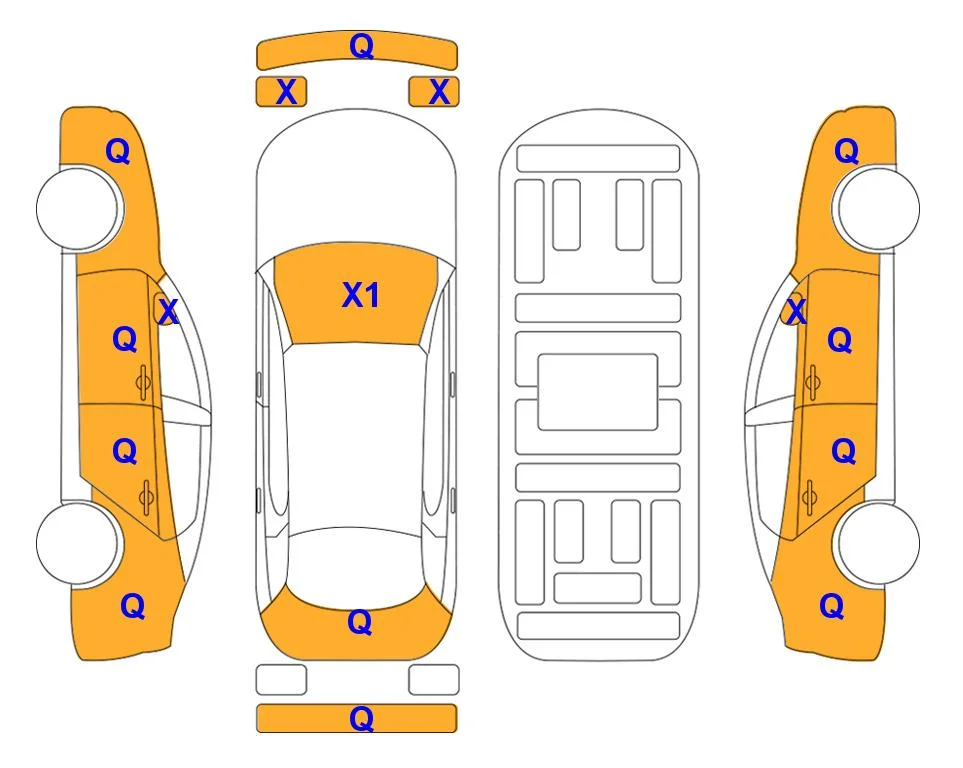 Схема кузова с отметками аукциона Lotte Auto Auction