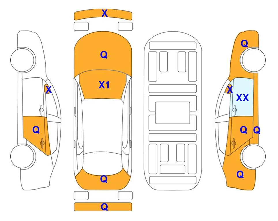 Body diagram with the marks of Lotte Auto Auction