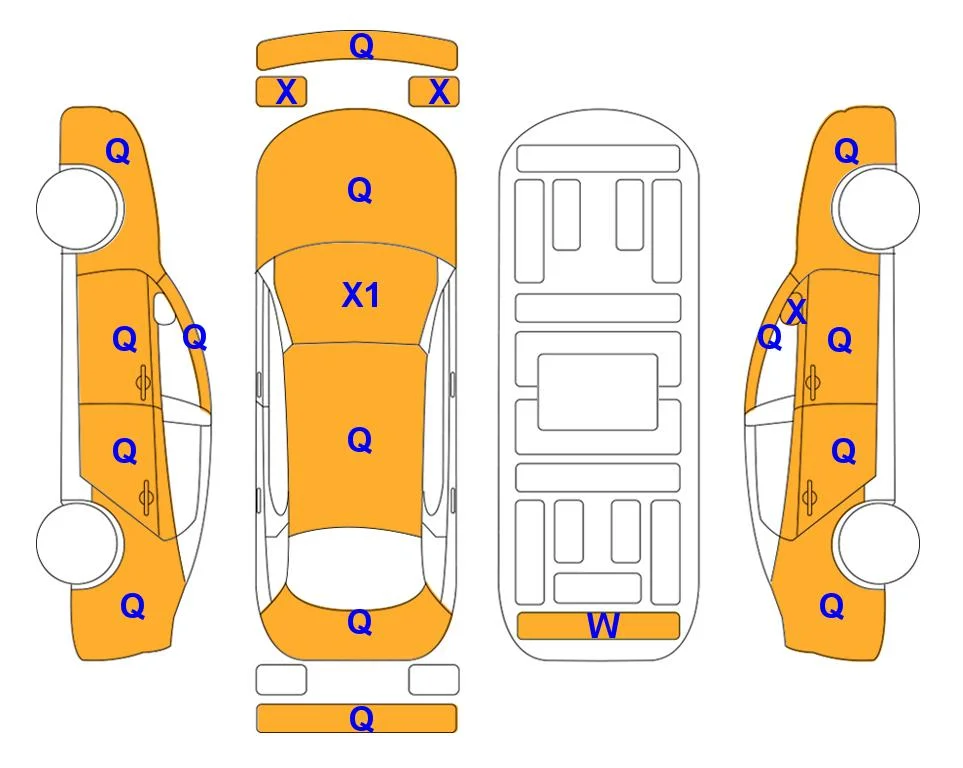 Схема кузова с отметками аукциона Lotte Auto Auction