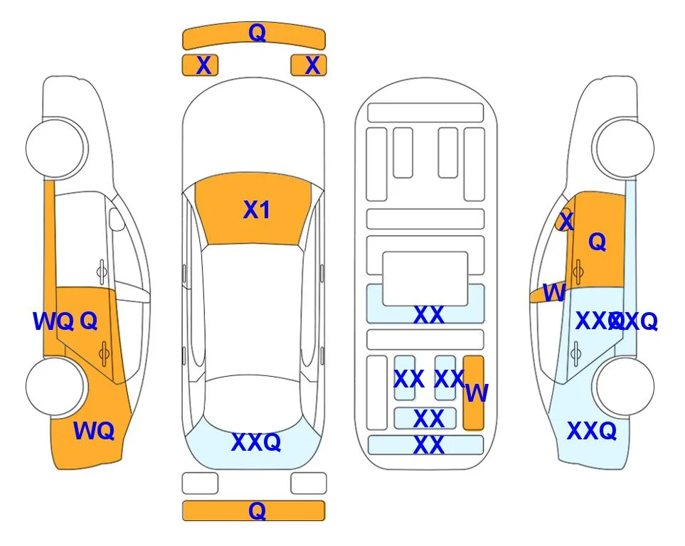 Схема кузова с отметками аукциона Lotte Auto Auction