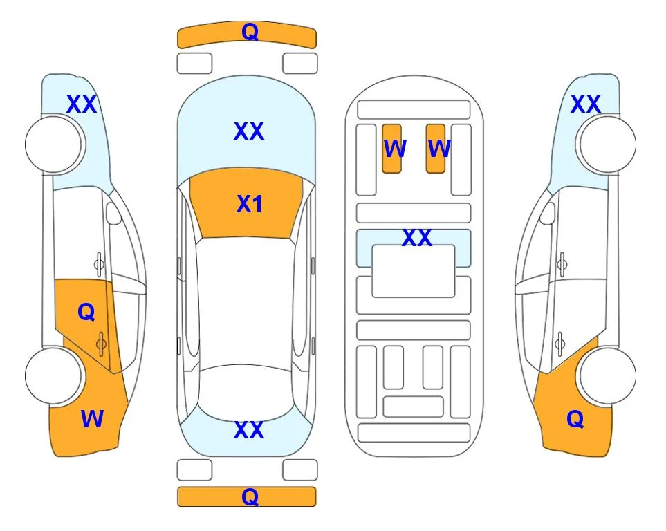 Схема кузова с отметками аукциона Lotte Auto Auction